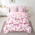 thumbnail image 2 of Homewish Tropical Animal Flamingo 7-Piece Twin Bedding Sets,Kawaii Lovea Pattern Bedding Comforter Set,Pink White Sheet Sets For Girls Teens,Breathable Home Decor Reversible, 2 of 8
