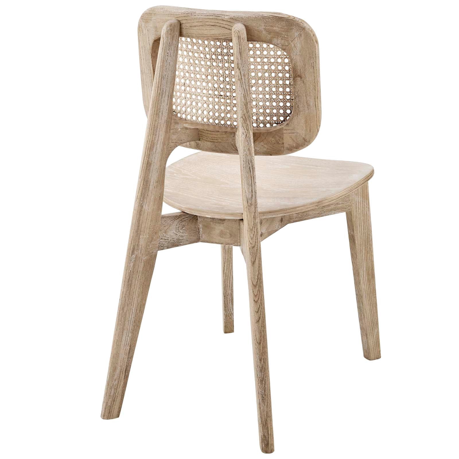 Modway Habitat 18" Wood and Rattan Dining Side Chair in Gray