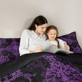 thumbnail image 5 of Manfei Vintage Victorian Flower Bedding Comforter Set,Damask Theme Twin Comforter Sets,Purple Black Bedding Set For Teens,Luxury Bedroom Decor Reversible,2pcs, 5 of 8