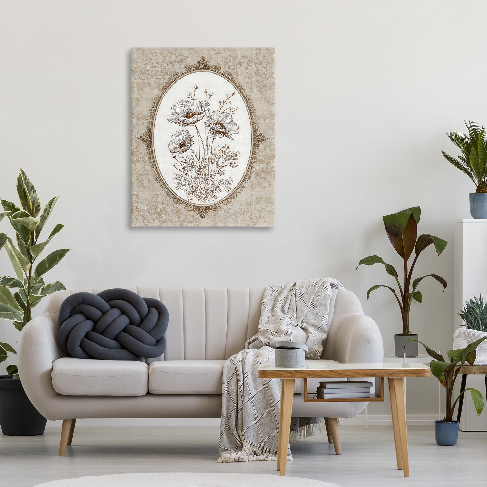 Stupell Industries Vintage Floral Sketch of Poppies Canvas Wall Art, design by Ink Drop Loft