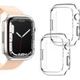 thumbnail image 1 of [2 Pack] Compatible for Apple Watch Case Series 7 45mm，Hard PC Edge Bumper Case Protective Cover Frame Compatible for iWatch Series 7 45mm (Clear+Clear, 45mm), 1 of 5