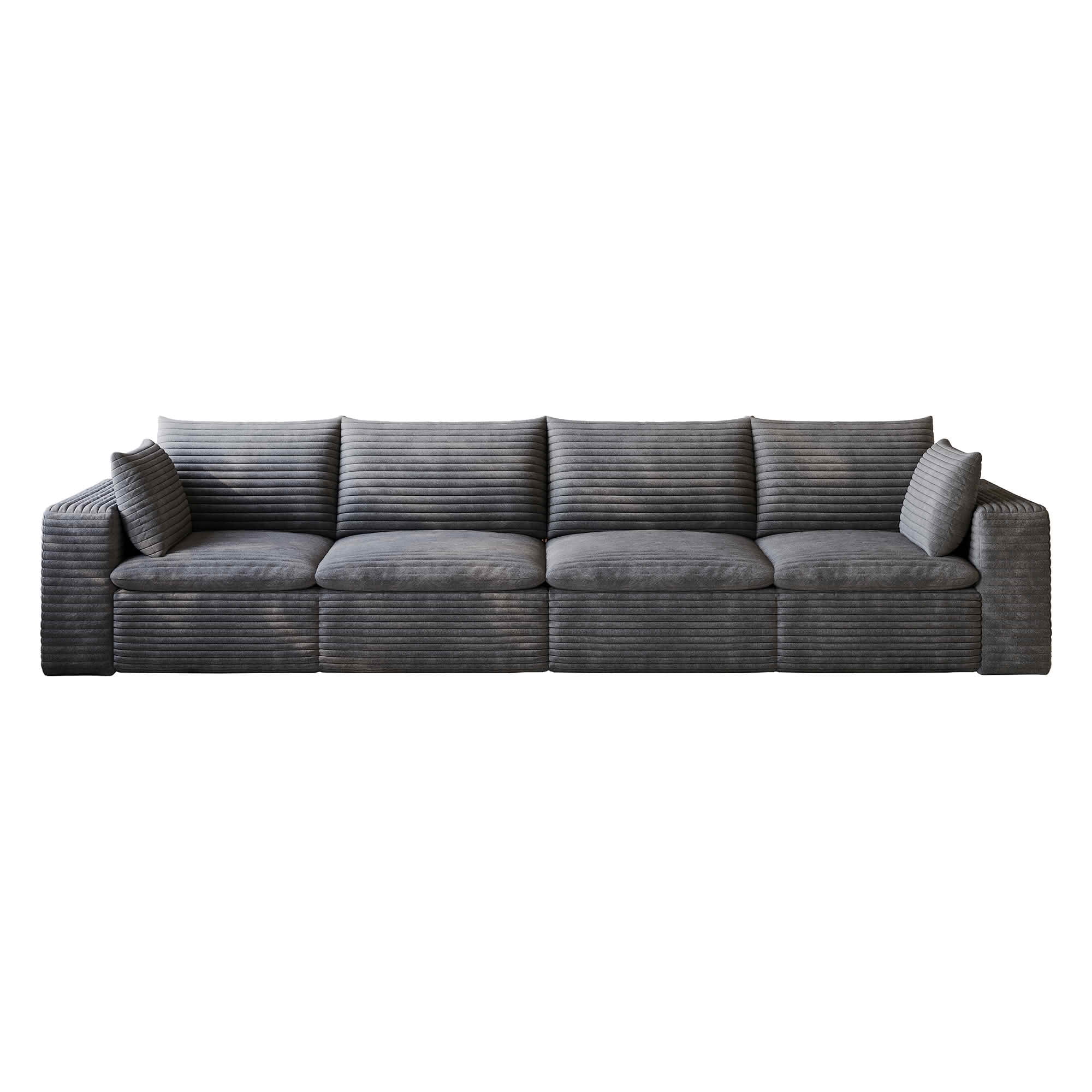 MAYEERTY 134 Inch Cloud Modular Sofa, Corduroy Deep‑Seat Couch with Double‑Layer Removable Cushions, No‑Assembly DIY Combination Sponge Sofa for Living Room Bedroom Conference Room Apartment