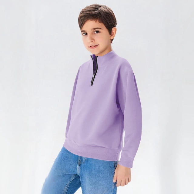 Cowsor Boys Girls Crewneck Sweatshirts Toddler Baby Sweatshirt Solid Cotton Soft Long Sleeve Active Pullover Tshirts