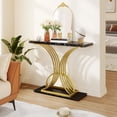thumbnail image 3 of Dextrus Faux Marble End Table, Narrow Side Console Table for Living Room, Hallway, Entryway, Black, 3 of 8