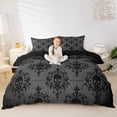 thumbnail image 3 of Homewish Goth Halloween Skull Twin Duvet Cover,Bohemian Damask Twin Bedding,Gray Black,Black Reversible,2 Pieces,1 Duvet Cover and 1 Pillowcase, 3 of 6