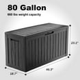 thumbnail image 2 of EasyUp 80 Gallon Resin Deck Box, Lockable Patio Outdoor Storage Box for Furniture, Garden Tools and Tools Storage, Waterproof Outside Storage Boxes（Black）, 2 of 8