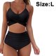 thumbnail image 1 of Conjunto de bikini de vendaje de cintura alta para mujer, traje de baño cruzado de dos piezas con efecto push up, ropa de baño para mujer con estampado cruzado, 1 of 8
