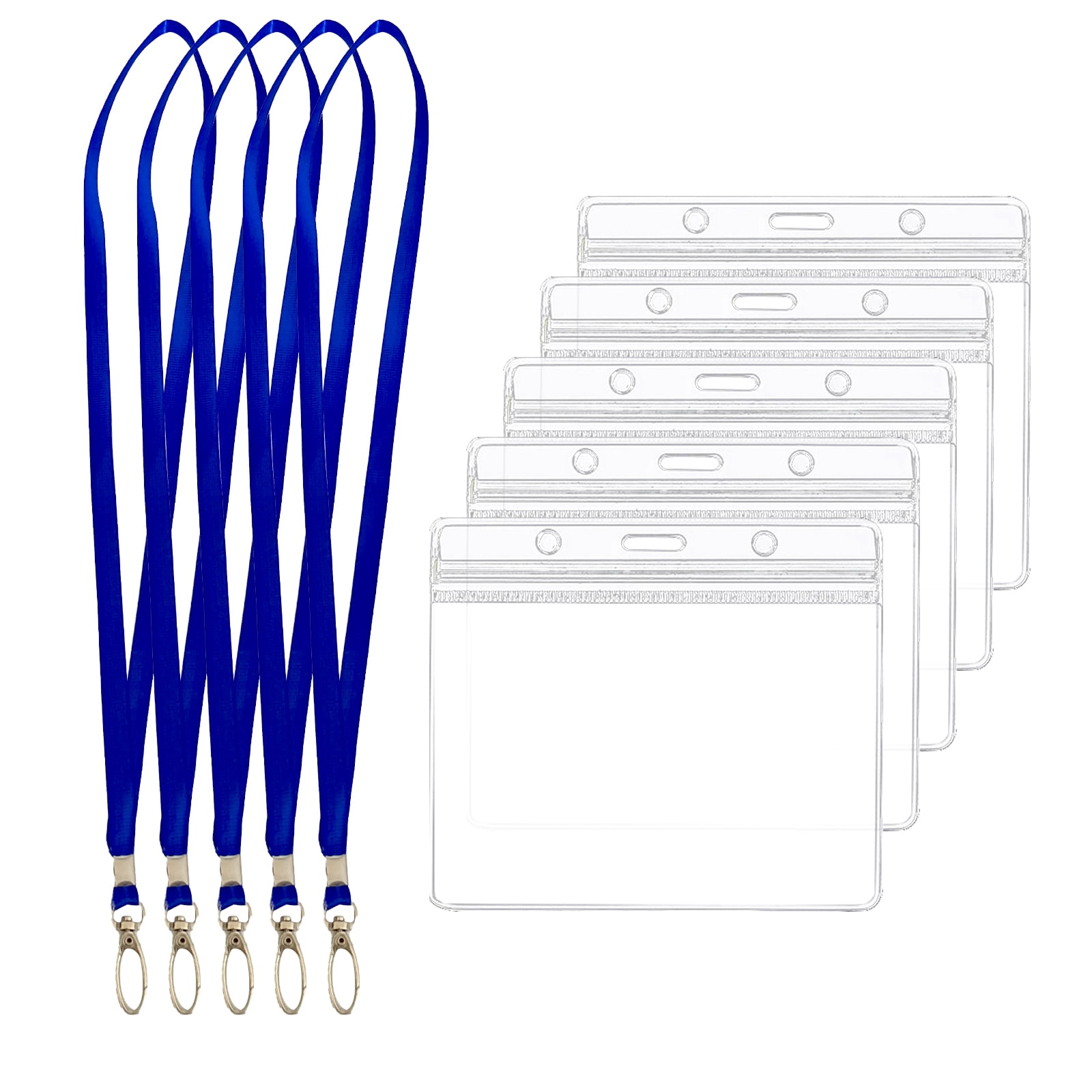 HYCSC Clear Name ID Badge Holder, 4’’ X 3’’ Card Holder, Clear Vinyl Plastic Sleeve with