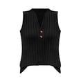 thumbnail image 2 of Tiqkatyck Tank Tops for Women Trendy Women's 2025 Spring New Chic V Neck Casual Sleeveless Solid Color Knitted Vest Women's Short Sleeve T Shirt Sleeveless Tunic Tops Summer Tops for Women Black L, 2 of 8