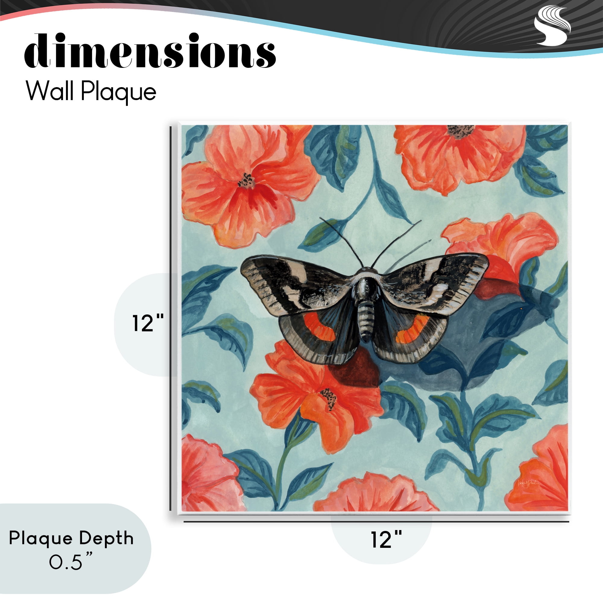 Stupell Industries Academia Moth On Floral Wall Plaque Art, design by Kate Jarvik Birch