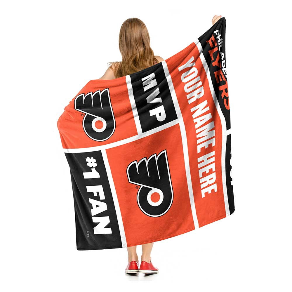 Philadelphia Flyers NHL Colorblock Personalized Silk Touch Throw Blanket, 50" X 60"