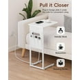 thumbnail image 4 of C Shaped End Table with Charging Station, Small Side Table for Couch, Couch Side Tables C Table, Slide Under Sofa Recliner Table TV Tray Arm Tables for Living Room, Bedroom, Bedside, White, 4 of 9