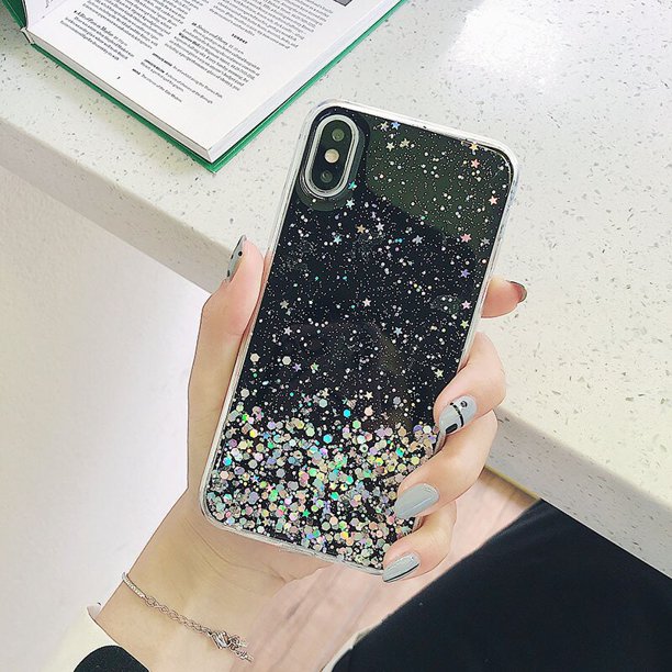 Funda de teléfono de lujo transparente con purpurina para iPhone, carcasa trasera suave con lentejuelas brillantes para iPhone 14, 13, 12, 11 Pro Max, X, XR, XS Max, 7, 8, 6 Plus Fivean unisex