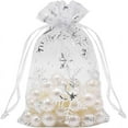 thumbnail image 3 of 100pcs Snowflake Organza Bags Christmas 5x7 inch, White Drawstring Mesh Gift Pouches for Jewelry Candy Party Favor, 3 of 7