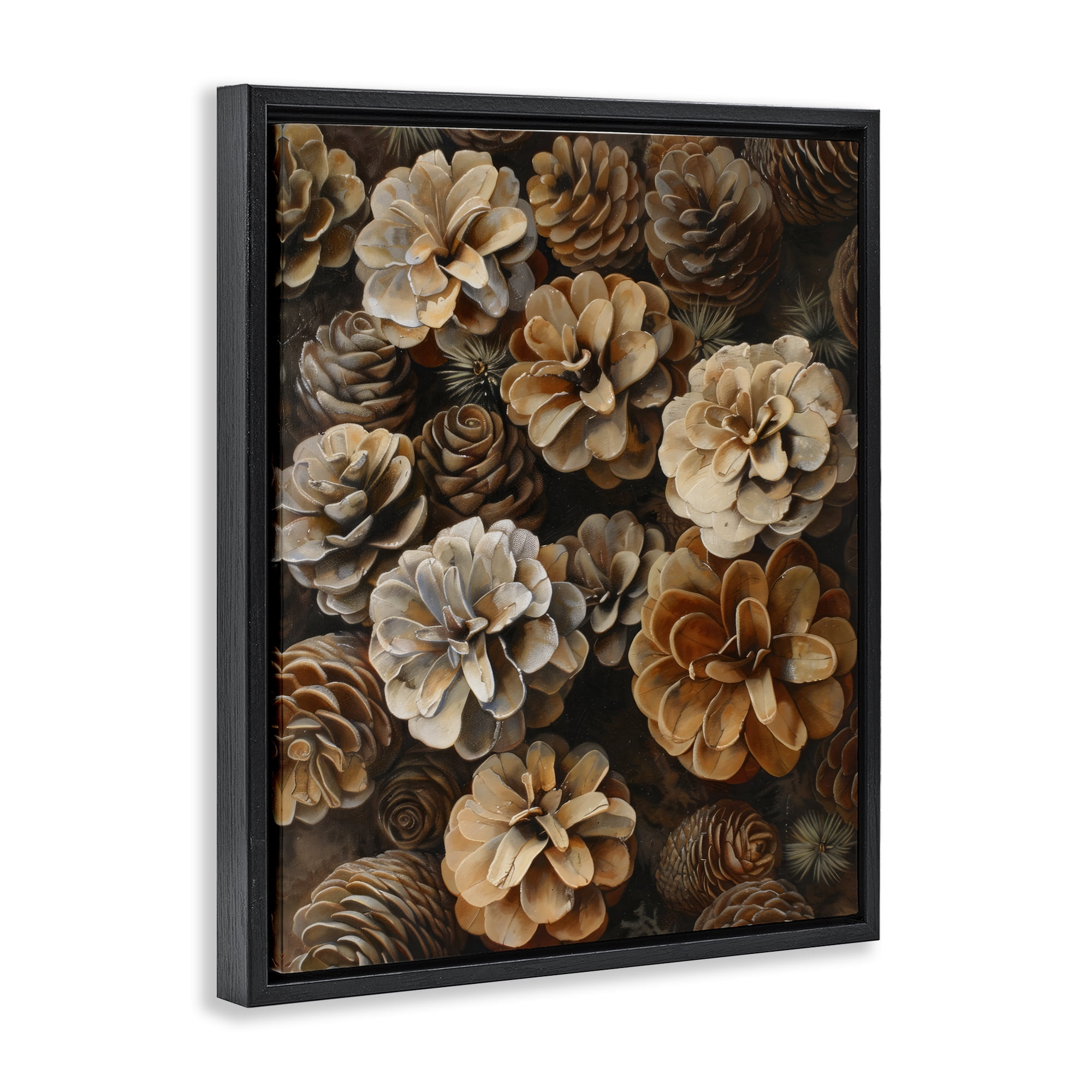 Stupell Industries Pinecone Arrangement Rustic Botanicals Black Framed Floater Canvas Wall Art, design by Creative Studio