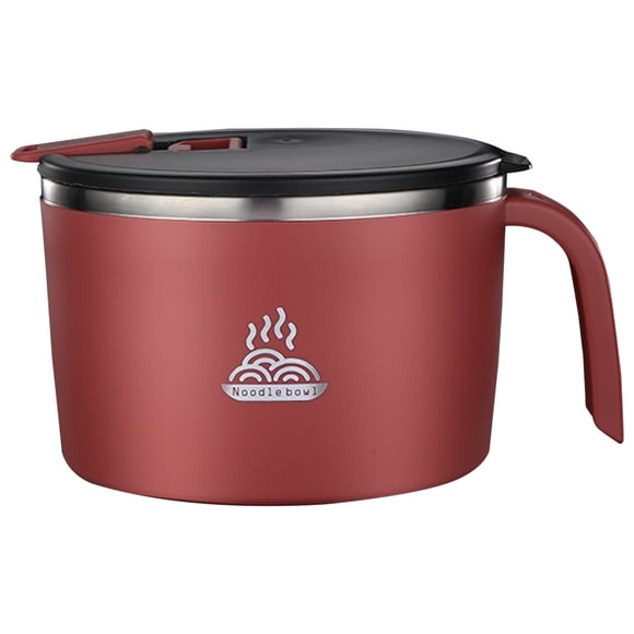 Ramen Bowl 900Ml Double Wall Stainless Rapid Noodle Cooker with Drains Lid Handle Mobile Phone Holder with Hot Water Ramen Soup Bowl for College Dorm Room Dinnerware Set,Tableware,Cutlery Set,Ceramic