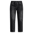 thumbnail image 6 of Cutuoiiu Womens Comfortable Denim Bottoms Solid Color Elastic Waist Straight Leg Cropped Jeans Relaxed Fit with Functional Pockets Casual Pants for All Season Daily Wear, 6 of 8