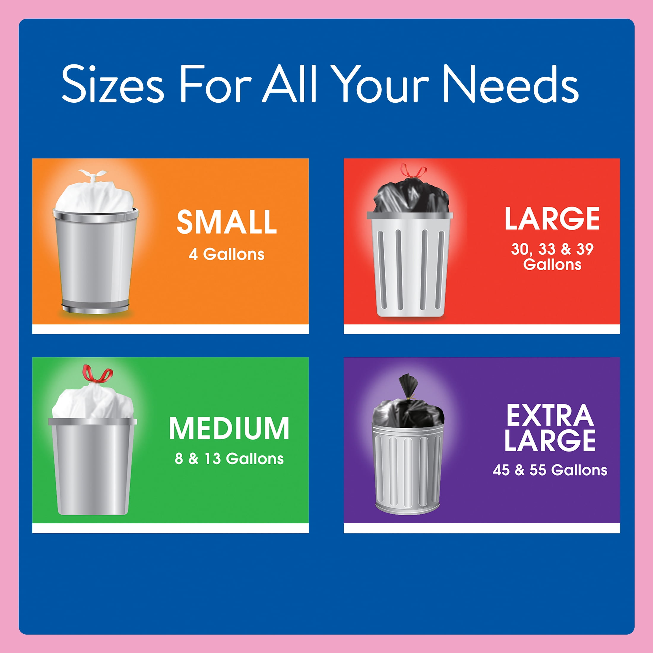  RTI Home Essentials Super Flex Plastic Bags - 13 Gallon Tall  Kitchen Trash Bags with Expand & Grip Drawstring & Extra-Thick Top - Fits  Round & Square Garbage Bins, Household Supplies 