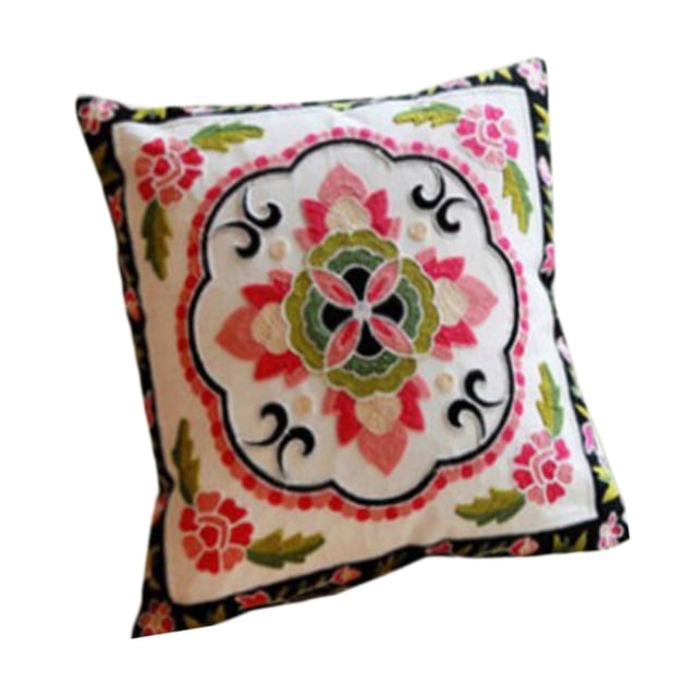 Decorative Pillows For Living Room Stereo Embroidery Floral Pillowcase 45 cm x 45 cm Linen Fiber With Invisible Zipper