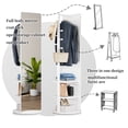 thumbnail image 5 of Floor Mirror, 360° Rotating 69"x16" Multifunctional Full Length Mirror with Hook Storage Rack Coat Rack with Mirror Solid Wood Floor Mirror Bedroom Living Room Cloakroom Space Saving (white), 5 of 16
