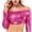 #145-Hot Pink, variant on Women's Metallic Off Shoulder Long Sleeve Crop Top, Shiny Solid Color Party Clubwear for Night Out, Rave, and Festival Wear Gifts