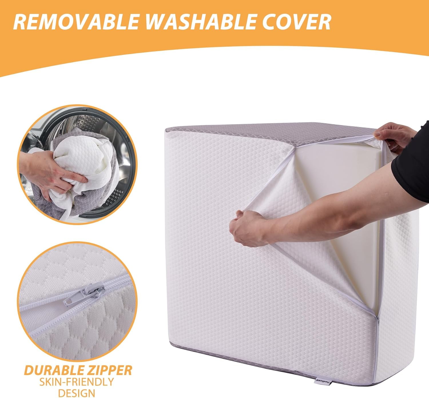 8in Leg Elevation Pillow for Blood Circulation, Leg Wedge Pillow for After Surgery , Foot Knee Pillow White/Grey