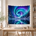 thumbnail image 5 of Aurora Borealis Over Mountain Lake, Cosmic Tranquil Celestial for Nature Lovers, Celestial Wall Art Housewarming Gift Tapestry Wall Hanging for Bedroom, Living Room, 5 of 7