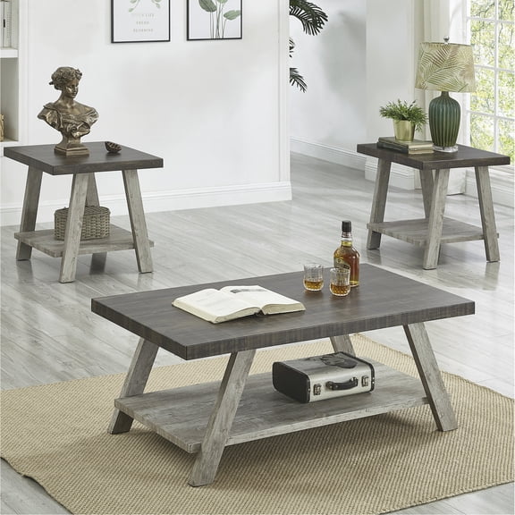 Wood 3-Piece Table Set with Splayed Legs / Create Contemporary Look in Living Area