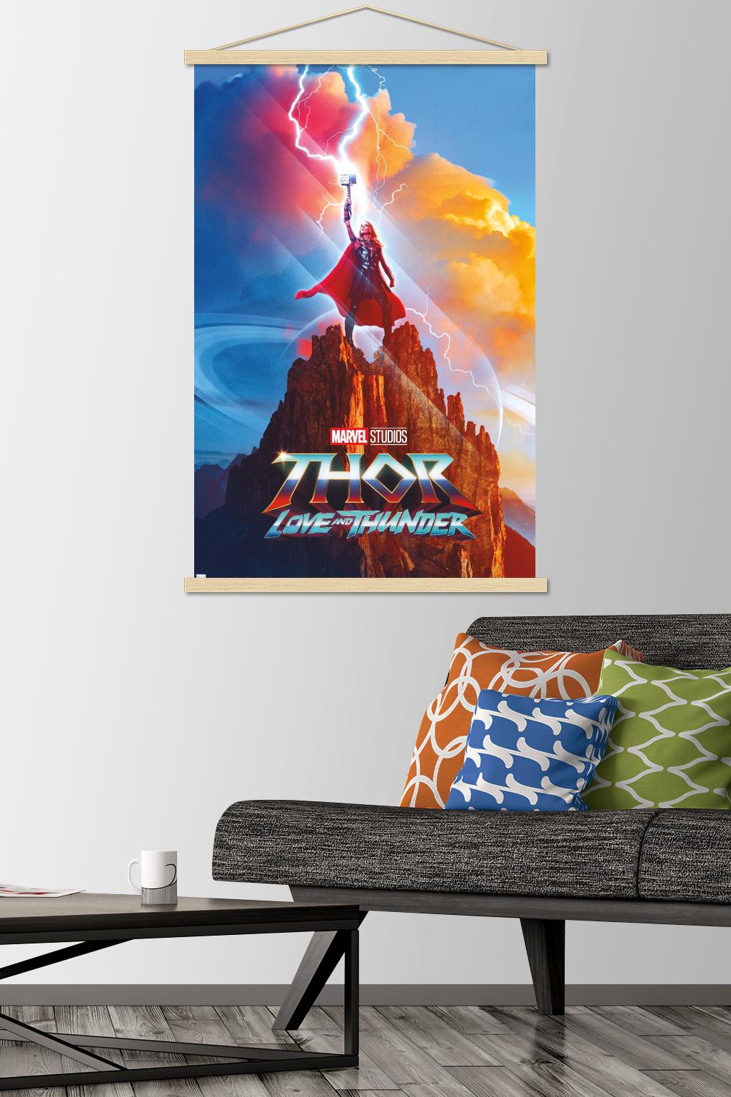 Marvel Thor: Love and Thunder - Mighty Thor One Sheet Wall Poster with Magnetic Frame, 22.375" x 34"