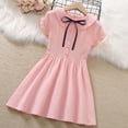 thumbnail image 3 of Posijego Girls Uniform Dresses Cotton Short Sleeve School Uniforms Summer Casual A-Line Mini Dresses 5-12 Years, 3 of 9