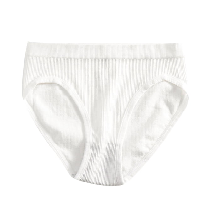 Clearance Sale 2025 Plus Size Intimates for Women for casual, Women Mid Waist Solid Color Ribbed Cotton File Sexy Breathable Seamless Briefs Panties, Comfortable underwear for women