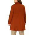 thumbnail image 3 of MODA NOVA Juniors Plus Size Single Breasted Cinched Waist Winter Long Coat 1X Red Brown, 3 of 5