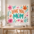 thumbnail image 5 of Vibrant Floral Heart Art with Bold Love You Mom Text, Whimsical Illustration for Flower Lovers, Colorful Art Decor Phrase, Mother's Day Gift, Tapestry Wall Hanging for Bedroom and Living Room, 5 of 7