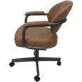 thumbnail image 3 of Swivel Metal Dining Caster Chair- M-70 - Pecan Brown Vinyl - Gray, 3 of 5