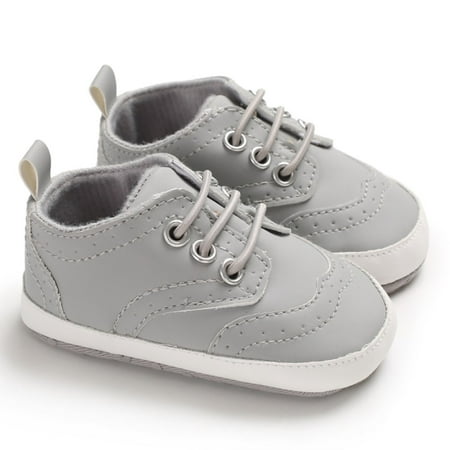 

Baby Boys Soft Bottom Sneakers Toddler First Walkers Stitching Straps Lace Up Non-Slip Canvas Shoes