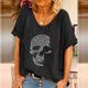 thumbnail image 1 of Pntutb mujeres verano moda manga corta cuello en V impresión Casual blusa camiseta tops Pntutb Pntutb-6569, 1 of 6