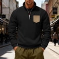thumbnail image 2 of KHONTS Men's Quarter Zip Pullover Sweatshirts Casual Long Sleeve Tops Fall Winter Fashion Tee Black XXXL, 2 of 9