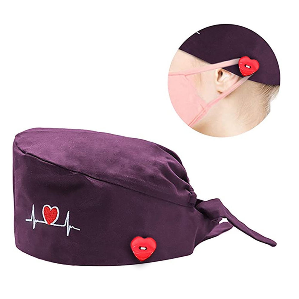 Women Men Unisex Surgical Scrub Cap ECG Embroidery Heart Women Men Unisex Surgical Scrub Cap ECG Embroidery Heart