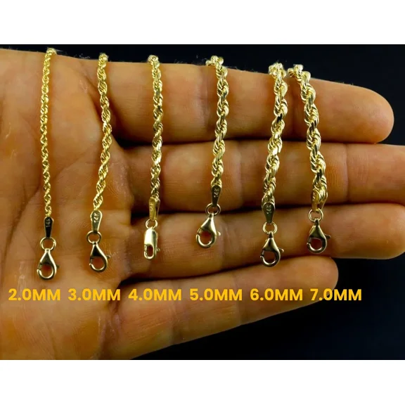 14K Yellow Gold Solid Rope Chain Necklace Diamond Cut Real Men Women Jewelry 52.5g | 6.0mm | 20 Inches | MADE IN ITALY