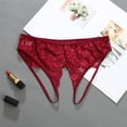 thumbnail image 3 of Gibobby Tangas de mujer sexy encaje Día de San Valentín Calzoncillos de encaje sexy para mujer Bragas ahuecadas Bragas de encaje de ganchillo Tangas G String Lencería Rop(Vino, G), 3 of 5