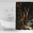thumbnail image 4 of 72x78 Inch Shower Curtain Autumn Deer Bathroom Decor Waterproof Fabric Bathtub Bath Curtains Decorative Forest River Elk Vintage Extra Long Shower Curtain Set with Hooks, 4 of 6