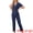 Navy, variant on DARING DIVA Women's 2 Pcs Button Down Soft Sleepwear Long Pants Lounge Set Black XS