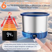 3.5L Heated Water Bowl, Stainless Steel Heated Dog Bowl with Digital Display and Adjustable Temperature, Heated Slow Drinking Feeder Provides Warm Water for Outdoor Dog, , Chicken, Duck