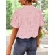 thumbnail image 3 of Blusa ZESICA de verano para mujer, manga corta abullonada, cuello en V, rosa, 3 of 8