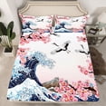 thumbnail image 2 of Feelyou Tokyo Ocean Wave Twin Sheet Sets, Pink Cherry Blossoms Bedding, 3pcs, 2 of 7