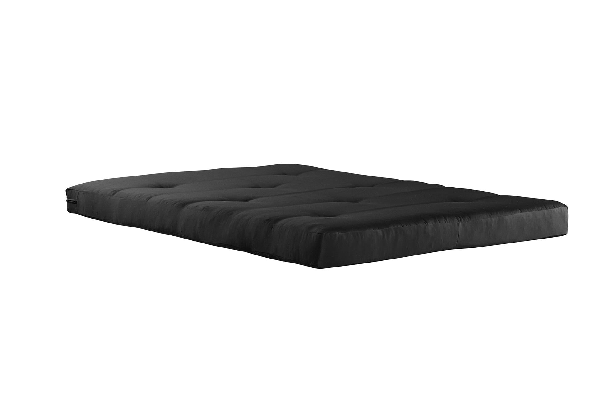 Futon Mattress Only 6" Full Size Tufted w/ Twill Cotton Microfiber Cover Black 