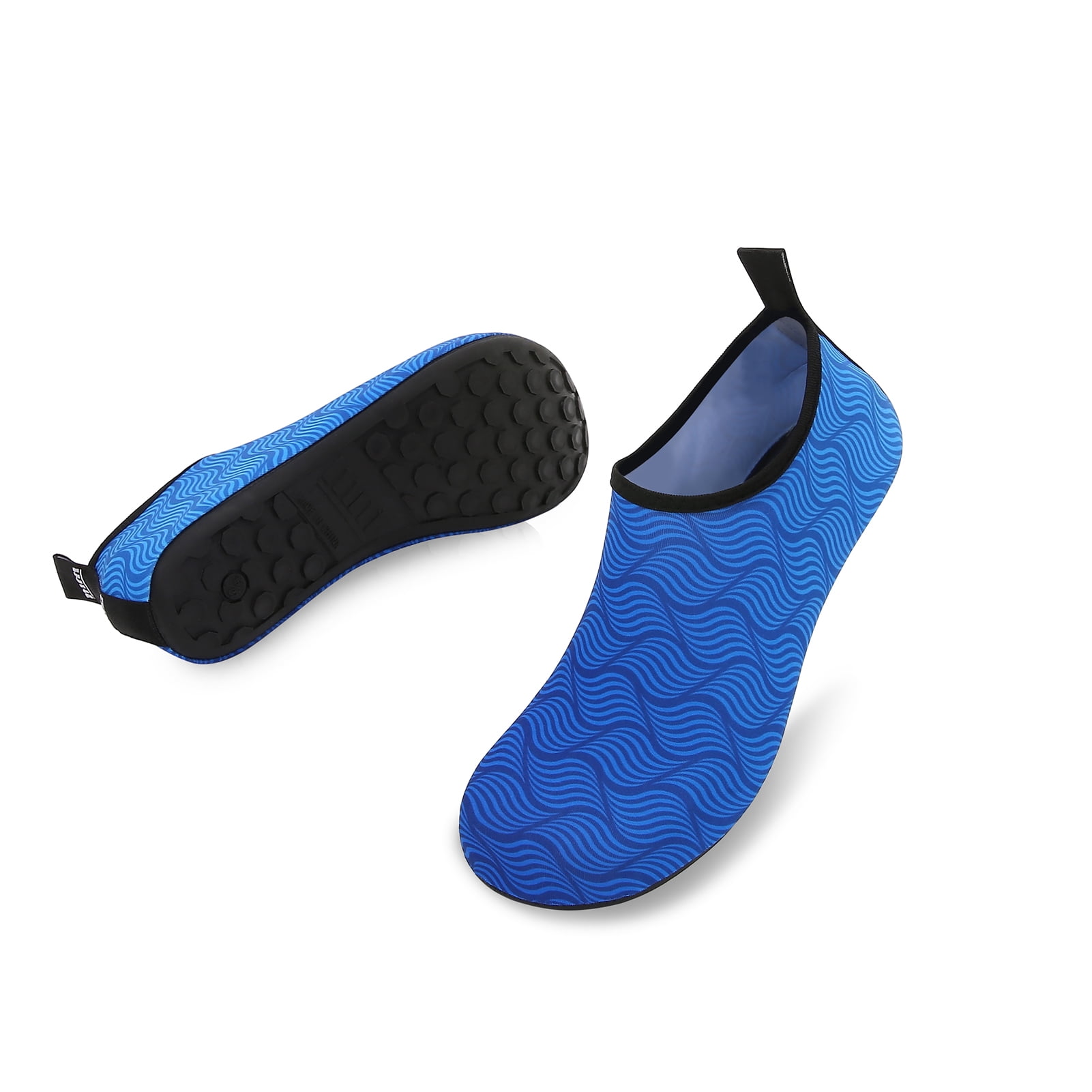 Men and Women a Slip On Barefoot Quick-Dry Beach Aqua Yoga Water Shoes (Multi wave/Blue, 9.5-10.5 Women/8.5-9 Men)