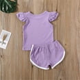 thumbnail image 3 of Toddler Girl Clothes 2 Piece Outfit Solid Ribbed Knit Tank Top and Shorts Set Baby Summer Clothes Size 1-6T Purple, 3 of 4