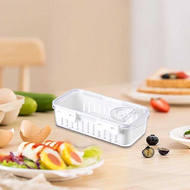 Vrorvz Fridge Organization Storage Bins Food Storage Containers with Lids for Kitchen Refrigerator Keeps Fruits Vegetables Fresh Built in Stacking Space Storage Organizer