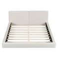 thumbnail image 4 of Queen Size Grounded Upholstered Bed with Velvet Fabric, Sturdy Wooden Platform Bed Frame for Living Room, 500 LBS Weight Capacity, Beige, 4 of 7